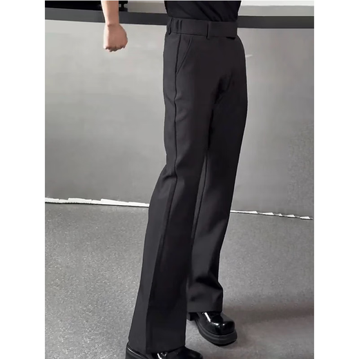 
7 best products casual pants for men, summer thin scimitar loose draping large size micro-flare suit pants straight ice silk pants men SBXS-C911 black L (belt not included)