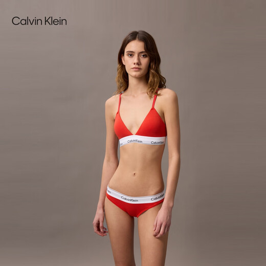 Calvin Klein内衣【明星同款摩登引力带】女士ck提花比基尼三角内裤女F3787AD VO3-胭脂红 1条 M