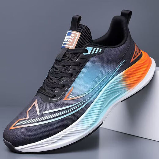 
Men's shoes for spring and summer new style flying woven breathable mesh running shoes soft sole shock-absorbing men's sports trendy shoes LS-826 blue and black 44