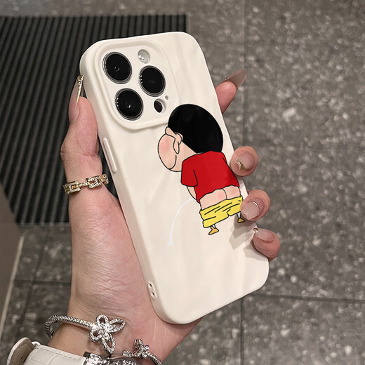 浅里趣味尿尿小新iPhone16promax手机壳苹果15Plus软11/12/13防摔14潮 698凹凸褶皱纹软XHM【黑色】趣味尿尿小新 苹果14