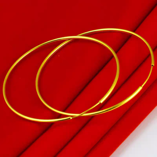 Chinese Valentine's Day gold earrings European and American fashion temperament 18k gold large hoop earrings for your girlfriend. The same style 60mm earrings from the gold store