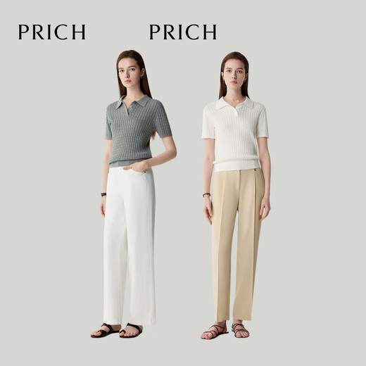 PRICH MADEDY SHITEREDED CORK POLO SWEATER 2025 Летний новый свободный топ-свитер для женщин 15 серых с.