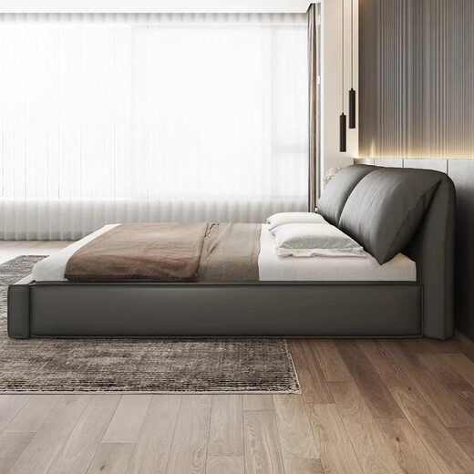 Wanquanxi baby playpen bed elephant ear first-layer cowhide bed master bedroom simple built-in double 1.8m cream style 2m bed bed + 20cm natural latex mattress 1.8*2m frame structure