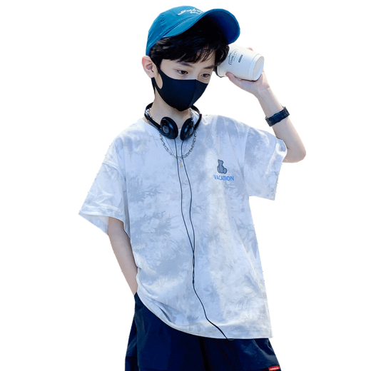 Disney Boys Camiseta de manga corta 2025 NUEVOS Niños de tamaño medio para niños Camiseta de dibujos animados para niños de tamaño medio de tamaño mediano Winniela-BX679 Tamicada impresa azul 160 cm
