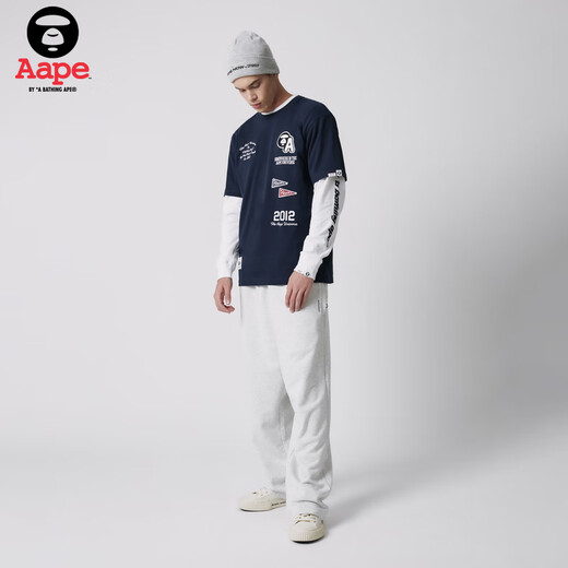 Aape Men's Clothing Spring, Automne, Automne, hiver, Summer Ape People Broidered Small Logo Letter Imprimed Trend American Short à manches