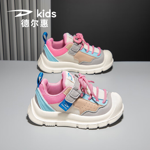 Delhui Chaussures de sport pour enfants 2025 Printemps et automne Nouveau maille respirant moyennes grandes chaussures de planche pour enfants confortables chaussures de filles confortables 3523 Rose blanc (nouveau cuir) 36 longueur intérieure 23,0 / Foot Longueur 22,0