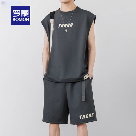 Suit décontracté Romon Mesh à séchage rapide à séchage rapide Summer à la mode sans manches gilet T-shirt en vrac Sports Couleur d'abricot à cinq points [ZD5155] M [Poids 120-140Jin [Jin est égal à 0,5 kg]]]