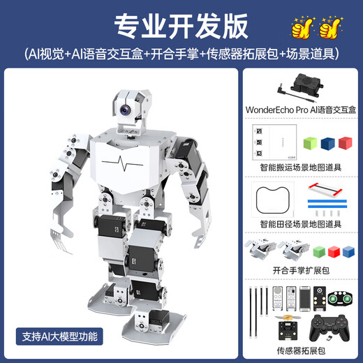 幻尔 树莓派5/4B仿生人形机器人TonyPi智能AI大模型视觉识别抓取语音交互Python编程具身智能机器人 专业开发版 树莓派5/16G