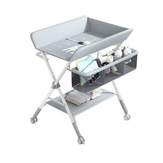 Clcey Windel Tabelle faltbare einfache Babypflege Tabelle Crib Baby Windel Tabelle Neugeborene Touch Tabelle + Drei Windel Tabelle - Grau Standard Modell