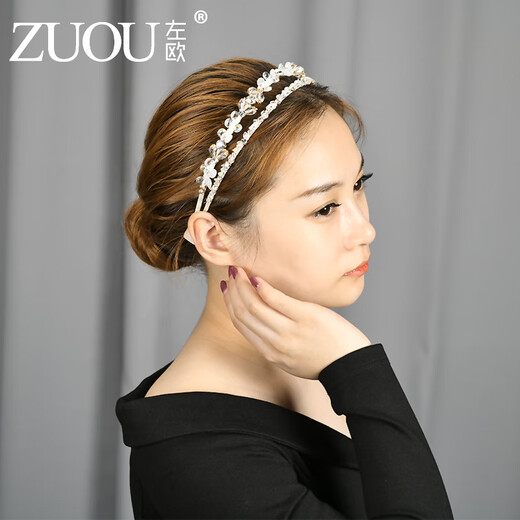 Zuoou headband for women, versatile for going out, 2025 new light luxury temperament, Korean crystal high-end headband, baroque hairpin, purple