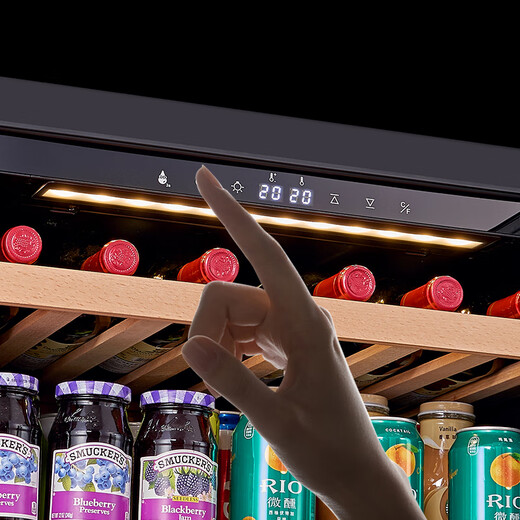 PULADI Frequency conversion level 1 energy efficient red wine cabinet Constant temperature wine cabinet Embedded air-cooled frost-free household wine compressor Office refrigerator Frequency conversion level 1 Concealed handle Ice bar wine cabinet double combination Light luxury mirror 246L