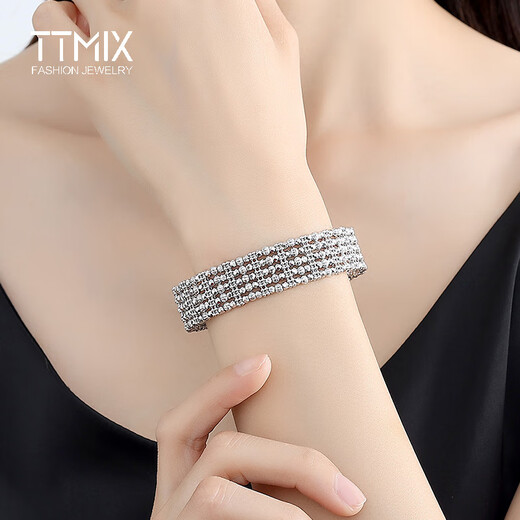 TTMIX women's platinum bracelet chain luxury and noble pt950 platinum wide bracelet 59mm, weight 43.15g, width 15.6mm