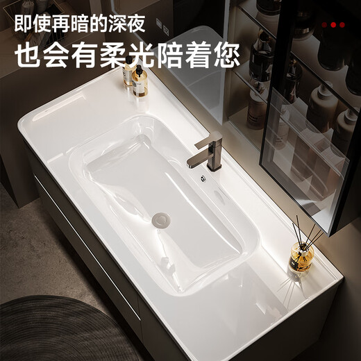 凯蒂芙太空蜂窝铝浴室柜组合加厚洗漱台陶瓷一体盆卫生间洗手盆柜套装 61CM 配【普通镜柜】F701