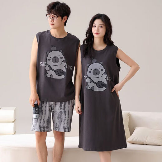 Hualin Fashion Pyjamas Sommer Baumwolle 2025 Frauen kurzärmelige Nachthemd Cartoon süße Männer Sommerkleidung Set 829 170 Frauen m