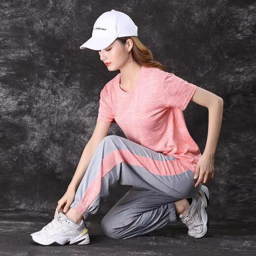 Anta Speed Dry Fashion Running Sports para mujeres en el verano 2024 Nuevos pantalones de manga corta alambre de hielo Corriente 826 rojo [manga corta de algodón puro + pantalones recortados] M [80-95Jin [Jin iguala 0.5 kg]]]