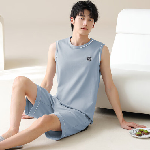 Palando Pajamas para hombres para pantalones cortos de chaleco sin mangas de algodón de verano Gran tamaño para el chaleco de verano para hombres Juego de ropa para el hogar 13657 [algodón puro, amigable con la piel y transpirable] XL [sugerido para 120-140Jin [Jin iguala 0.5 kg] de desgaste]