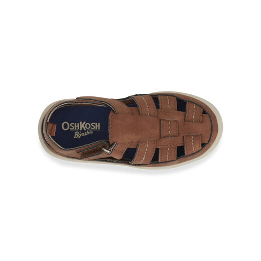 OshKosh B Gosh Toddler Fisherman Sandals Anchor Style Velcro Adjustable Rubber Anti-Slip Bottom Casual Brown 12 Toddler