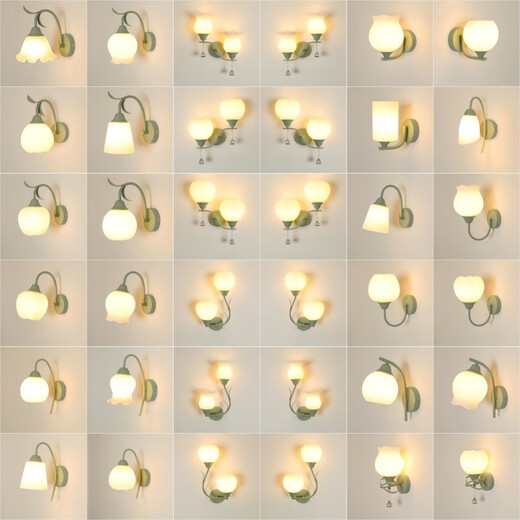 Antike Stadtlampen Zhongshan Lampen 2025 Bettleuchten Wandmontierte grüne Wandleuchten Neues Stil Wohnzimmer Schlafzimmer Wand Balkon Treppe B684 Grüne runde Flach 8. Warmfliesen Licht (weißes Licht benötigt Noten)