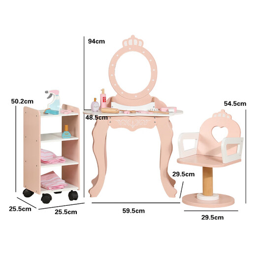 Shantoulin Village Kinderhölzernsimulation Girls Dressing Tisch spielen Hausspielzeug Simulation Realer Friseur Shop Szene Prinzessin Geschenk D34-Barber Shop Toys 13.6
