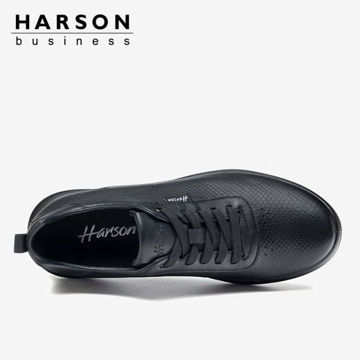 Harson Men's Shoes Business Casual Leather Shoes 2025 Autumn Genuine Leather High-End Commuting Walking Shoes Black 43