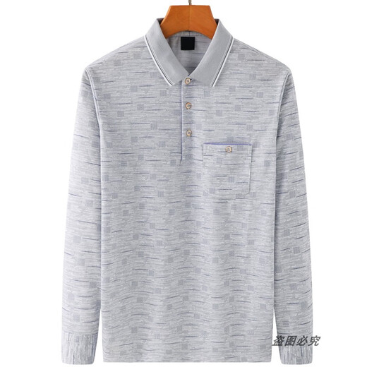 
Xuanzhu old man thin ice silk long-sleeved T-shirt male middle-aged dad spring and summer T-shirt middle-aged men's lapel Polo shirt grandfather 9856 gray + 9851 gray XL 52 suggestions 140/160Jin [Jin equals 0.5 kg]