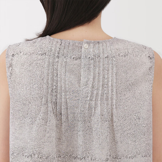 Impresión de madera de madera de Muji y camisa sin mangas teñidas para el chaleco para mujeres ropa de mujer de 25 años de algodón puro patrón de algodón puro XL (165/92a)