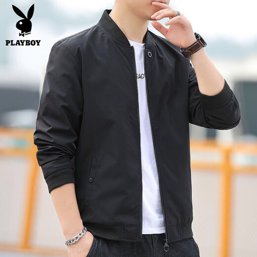 Playboy (PLAYBOY) 2025 Spring and Autumn New Jacket Jacket Men's Casual Outdoor Gown Stand Collar Trench Coat Simple Baseball Uniform Top 686 Jacket [Green] 2XL [Suggested 120-135Jin [Jin equals about 0.5 kg]]