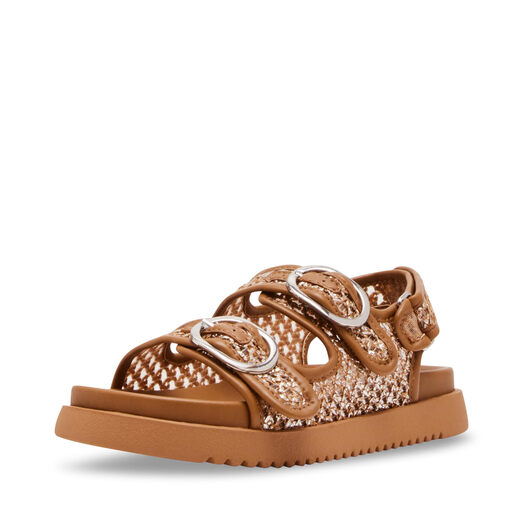 STEVE MADDEN Girls Set Flat Sandals Cognac Multiple Colors 3 Kids