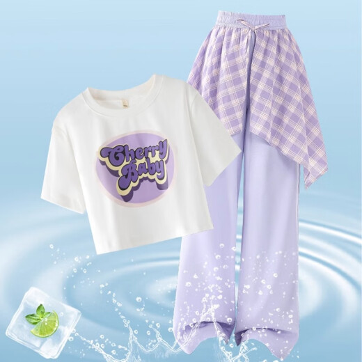 小猪彼特女童夏季套装2025年新款儿童街舞演出服女大童夏日穿搭多巴胺夏装 15265绿色+9937米杏色 120 cm