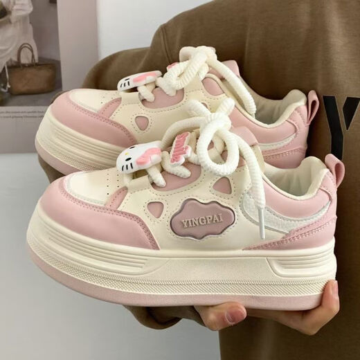 
RONGXITU pink thick-soled bread shoes for boys and girls versatile casual board shoes 9905 black 30 -34 whole box shot 50 pairs