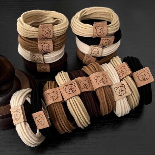 SAHANE Zuoyu bear hair tie high elastic rubber band women's hair tie children's thickened high ponytail ball headband bear logo (black 5 pieces)