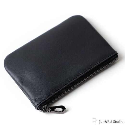Orange Central einfache weiche Fine-Seeme-Gutschein-Schlüsselbeutel Frauen Mini Leder Kurzer Reißverschluss Brieftasche kleine silberne Beutel Schwarz-Small