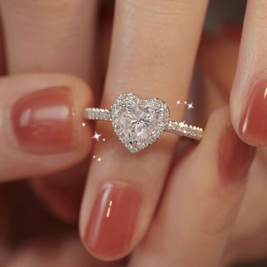 Pt950 platinum love series 1 carat moissanite diamond ring platinum ring Chinese Valentine's Day gift for girlfriend Light luxury love 1 carat live ring - adjustable