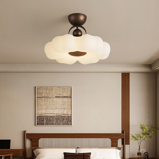 Tiffania 2025 Neues französisches mittelschwerem Stil Schlafzimmer Deckenlampe Neues chinesisches Augenschutz Volles Spektrum Guangdong Zhongshan Lampe M2601-500 Drei-Farben-LED-Doppelschicht Decke