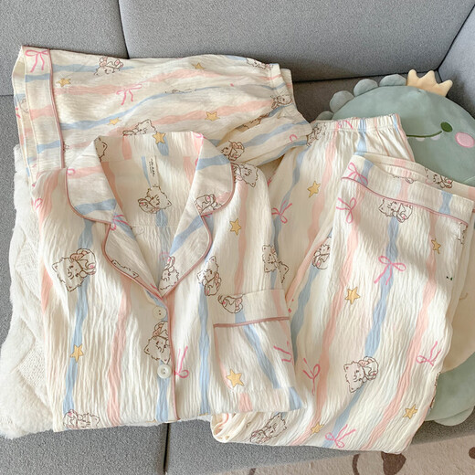 Jingpufei pijama de rosas dulces para mujeres en pantalones cortos de manga cortos de verano set de tres piezas ropa casera yunduo algodón-9905# black love set de tres piezas M [sugerencia 75-100Jin [Jin iguala 0.5 kg]]