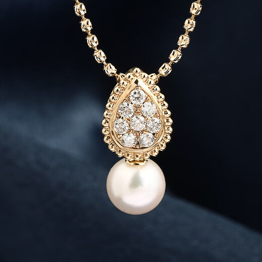 Chishe 18K gold bright diamond water drop full of diamond beads bead edge pendant casual men and women all-match necklace bracelet pendant gift light gold customized