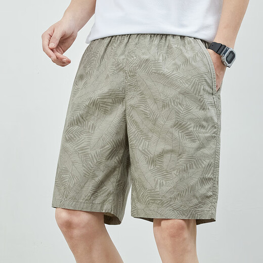 Bailando con los pantalones cortos de verano de lobo para hombres, algodón puro, pantalones casuales de color sólido afuera con pantalones de cinco puntos sueltos para hombres, pantalones para hombres 9215, verde claro 3xl