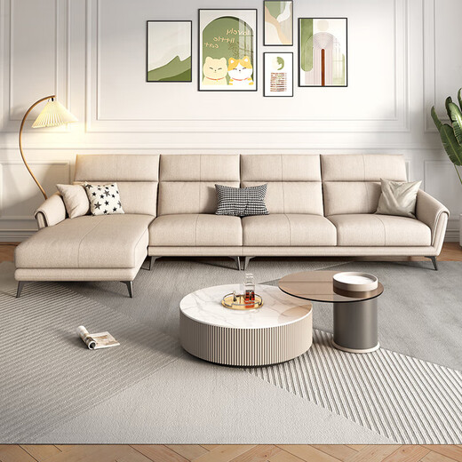 
Disney fabric sofa Italian light luxury cotton and linen small apartments in a straight row multi-person combination soft package living room furniture Y753# 2.2 meters three-person seat [Cotton and linen] down + sponge