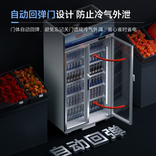 澳柯玛（AUCMA）展示柜冷藏保鲜柜 双开门立式冰柜饮料柜 商用冰箱风直冷超市便利店啤酒水果蔬菜柜 风冷无霜1.2米 875升 镀膜玻璃880TWXC