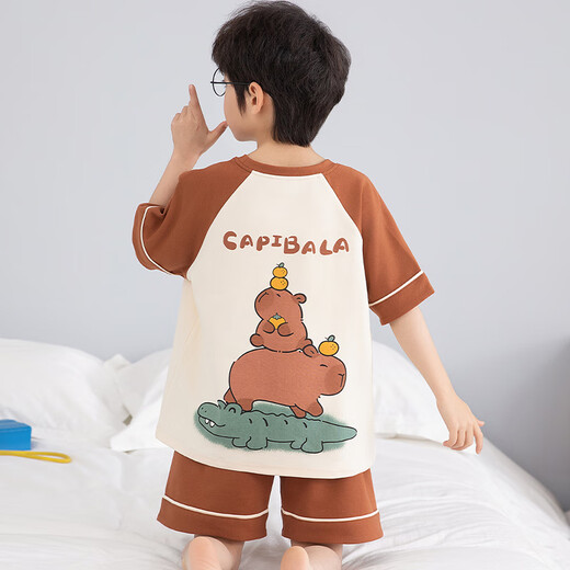 Nouveau pyjamas de style d'été pyjamas à manches courtes en coton pur nezha pyjamas boys de taille moyenne, gros, petits garçons à la maison t-694 # Nezha taille moyenne 14 tailles (hauteur recommandée 123-133)