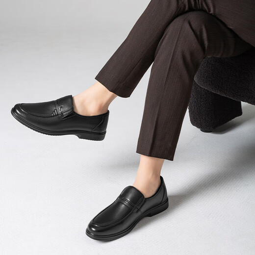 Red Dragonfly cowhide shoes for men 2025 spring men's over-the-foot cowhide shoes for middle-aged and elderly dads WTA15172 black 40