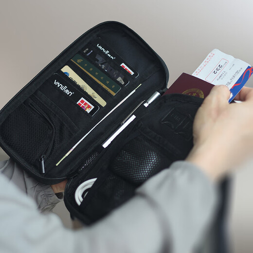 
VANLEMN Denmark Anti-theft Passport Bag Multi-function Travel Study Abroad Storage Card Pack RFID Portable Neck Halves Passport Clip Light Gray [Anti-theft Brush Anti-theft Water Splash Passport Bag]