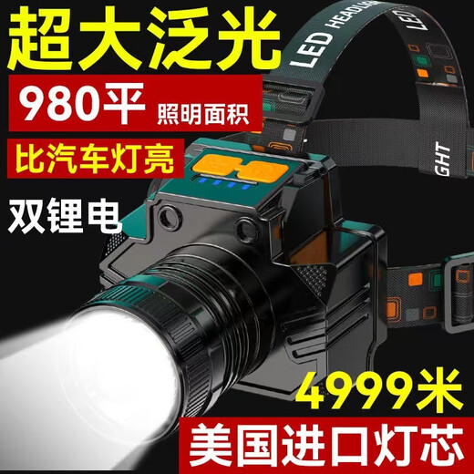 Nufeng Faro 200000 Lumens Sky Cannon Cannon LED de largo alcance recargable al aire libre impermeable súper brillante estilo montado en la cabeza, luz fuerte súper brillante [batería de litio de gran capacidad + especificaciones importadas, liso 15888k [modelo de carga rápida estándar] 10 en punto