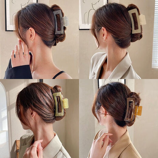 Demina's new adult simple temperament square jelly clip for hair on the back of the head, fresh hair clip, Korean style fashionable shark clip, square jelly gray 8.5CM