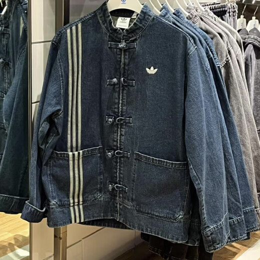 阿迪达斯 （adidas）三叶草蛇年新年款情侣新中式牛仔运动唐装外套JY8275JZ9928 蓝色JZ9928 XXS