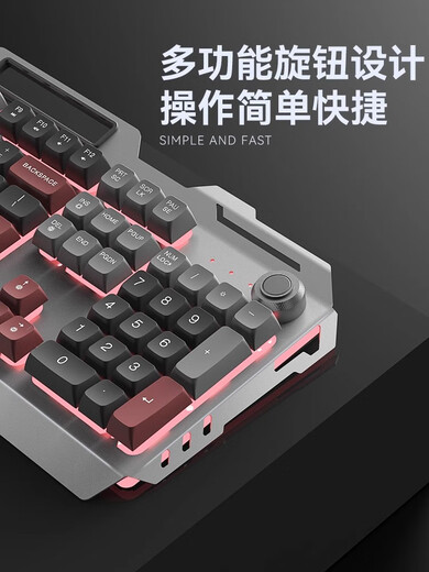 Razer computer universal boys' keyboard and mouse headphones three-piece set wired Internet bar desktop computer keyboard and mouse mechanical e-sports game special Dragon Year red single keyboard [knob version] + e-sports mouse