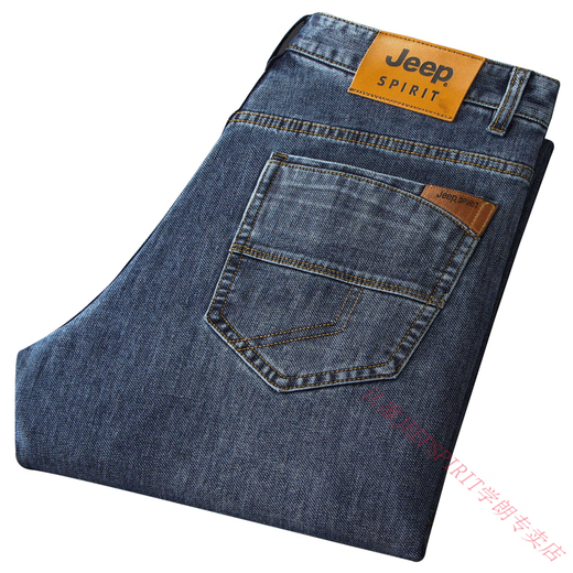 Jeep Spirit Jeep Spring- und Herbst Jeans Männer gerade lösche große Größe hoher Taille mittleren Alters Casual Hosen 2025 Neue Männer Blau 679# [Spring und Herbst] Dickes Modell 29 [zwei Fuß zwei]