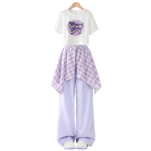 小猪彼特女童夏季套装2025年新款儿童街舞演出服女大童夏日穿搭多巴胺夏装 15265绿色+9937米杏色 120 cm