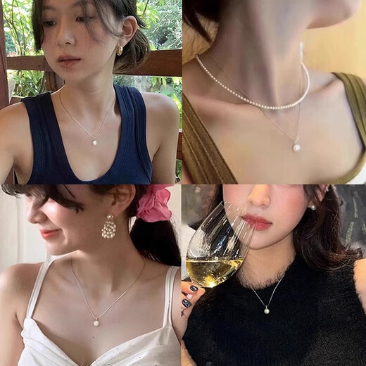 Zhuxi single pendant freshwater pearl necklace women's 2025 new sterling silver necklace high-end jewelry authentic clavicle chain 6MM natural pearl 999 pure silver