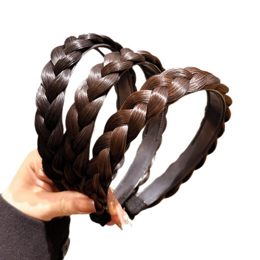 Yingtang's new fishbone braid wig headband for women, versatile widened twist braid, Internet celebrity braided hairband, hairpin hair accessory, fishbone headband - brown and black